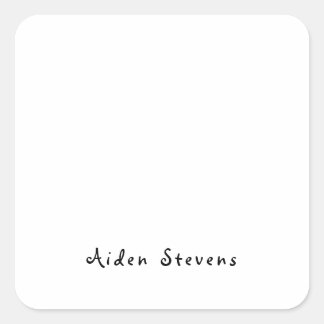 Stylish Simple Plain Black & White Minimalist Square Sticker