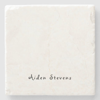Stylish Simple Plain Black & White Minimalist Stone Coaster