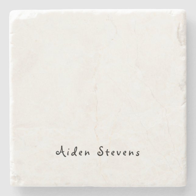 Stylish Simple Plain Black & White Minimalist Stone Coaster (Front)