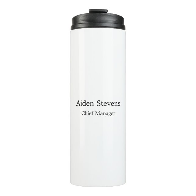 Stylish Simple Plain Black & White Minimalist Thermal Tumbler (Front)