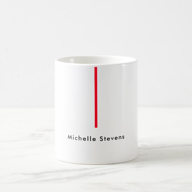 Stylish Simple Plain Black & White Red Minimalist Coffee Mug (Center)