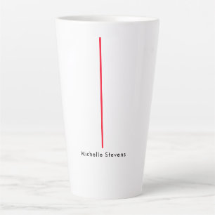 Stylish Simple Plain Black & White Red Minimalist Latte Mug
