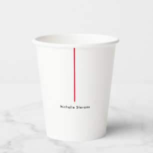 Stylish Simple Plain Black & White Red Minimalist Paper Cups