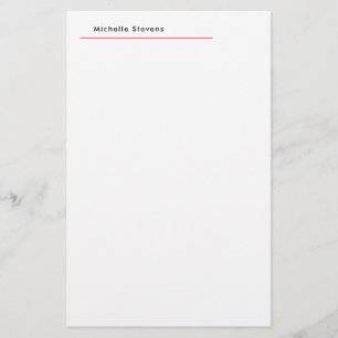 Stylish Simple Plain Black & White Red Minimalist Stationery