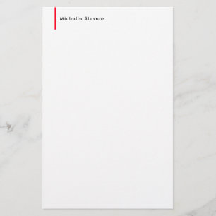 Stylish Simple Plain Black & White Red Minimalist Stationery