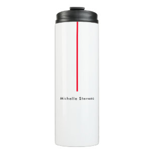 Stylish Simple Plain Black & White Red Minimalist Thermal Tumbler