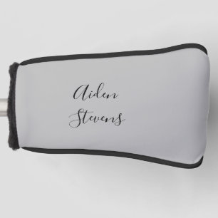 Stylish Simple Plain Grey Minimalist Calligraphy Golf Head Cover