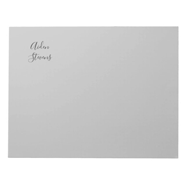 Stylish Simple Plain Grey Minimalist Calligraphy Notepad (Front)