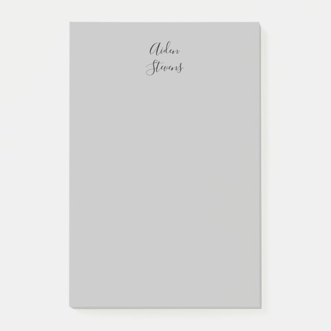 Stylish Simple Plain Grey Minimalist Calligraphy Post-it Notes (Front)