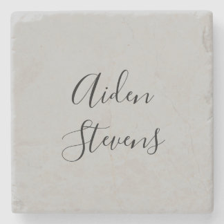 Stylish Simple Plain Grey Minimalist Calligraphy Stone Coaster