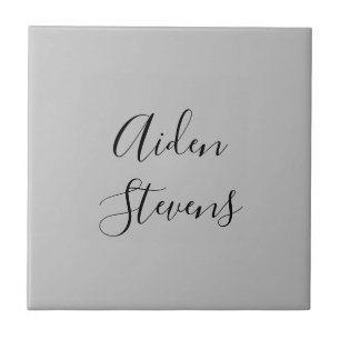 Stylish Simple Plain Grey Minimalist Calligraphy Tile
