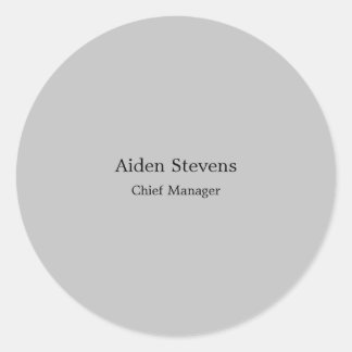 Stylish Simple Plain Grey Minimalist Classic Round Sticker