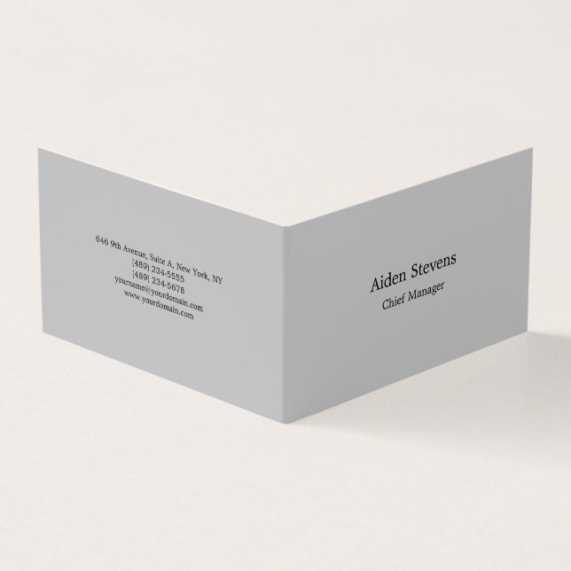 Stylish Simple Plain Grey White Minimalist Business Card (Outside)