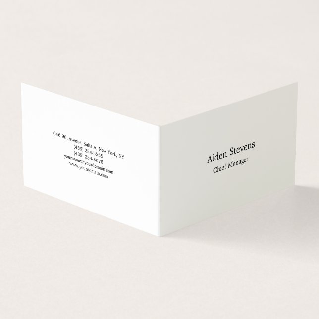 Stylish Simple Plain White Minimalist Business Card (Outside)