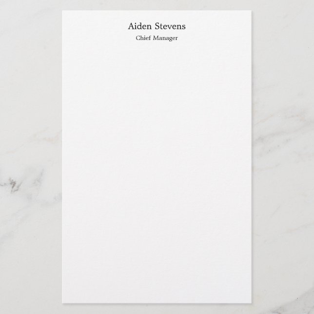 Stylish Simple Plain White Minimalist Stationery (Front)