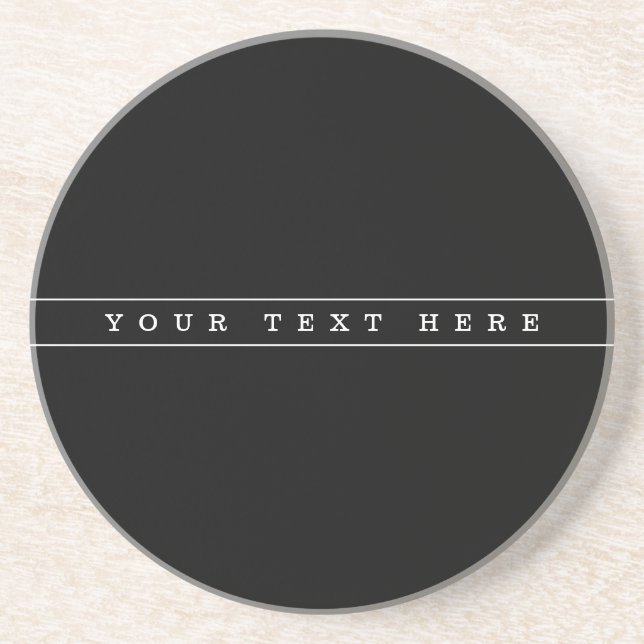 Stylish Simple Text & Thin Stripes Coaster (Front)