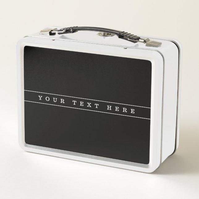 Stylish Simple Text & Thin Stripes Metal Lunch Box (Back)