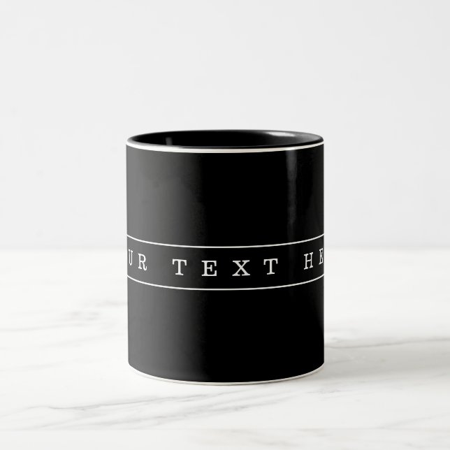 Stylish Simple Text & Thin Stripes Two-Tone Coffee Mug (Center)