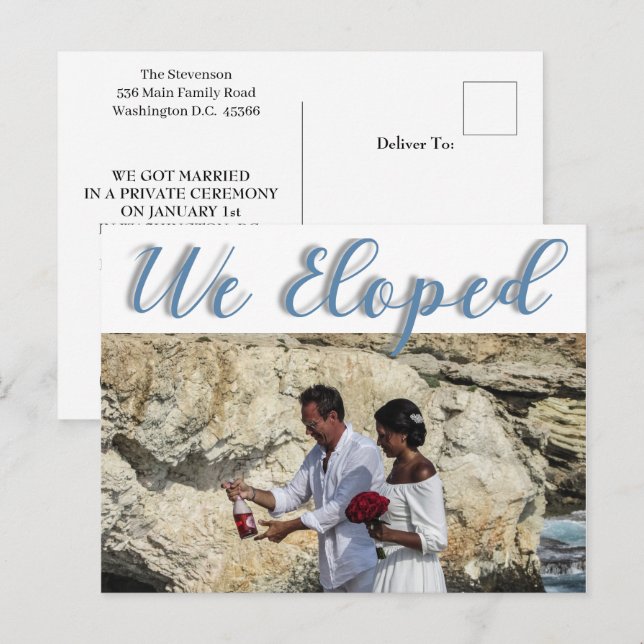 Stylish Simple Trendy Photo Elopement Announcement (Front/Back)