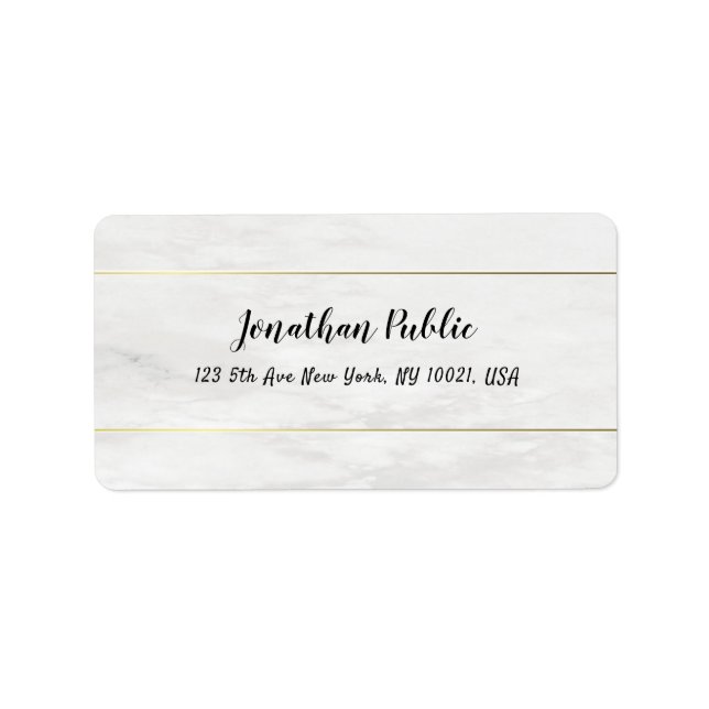 Stylish Simple White Marble Gold Modern Template Label (Front)