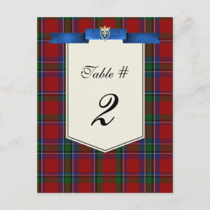 Stylish Sinclair Tartan Plaid Wedding Table Number