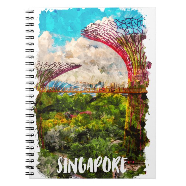 Stylish Singapore Asia Watercolor Travel Notebook (Front)