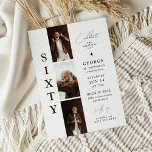 Stylish SIXTY Photo Strip 60th Birthday  Invitation<br><div class="desc">Discover the magic of timeless design with our 'Stylish 60th Birthday Party Invitation'. The invitation features a photo strip collage that captures precious moments and an elegant birthday template set against a classic white backdrop. Customise text with ease to add a personal touch. Perfect for an unforgettable celebration!</div>