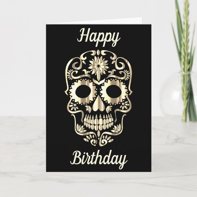 Stylish skull alternative birthday card (Front)