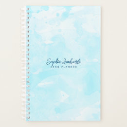 Stylish Sky Blue Watercolor Wash Planner