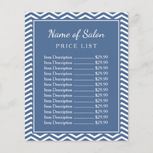 Stylish Slate Blue Chevron Beauty Salon Price List Flyer