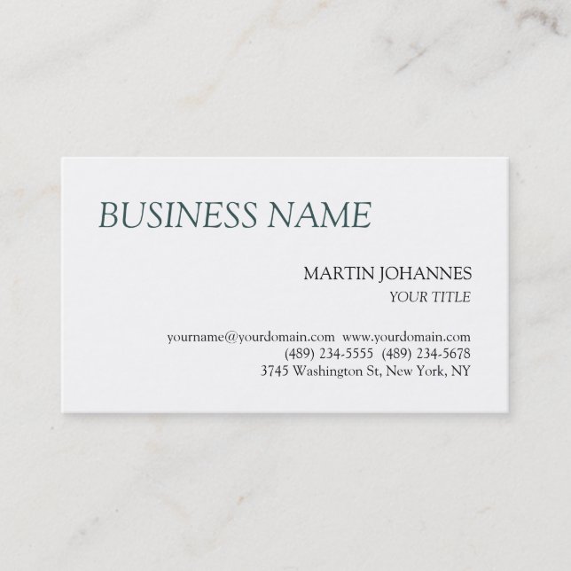 Stylish Slate Grey Black White Business Card (Front)