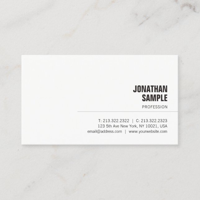 Stylish Sleek Modern Graphic Professional Plain Business Card (Front)
