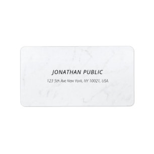 Stylish Sleek Modern White Marble Template Address Label