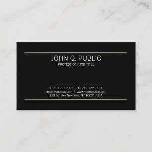 Stylish Sleek Plain Gold Stripes Modern Black Business Card