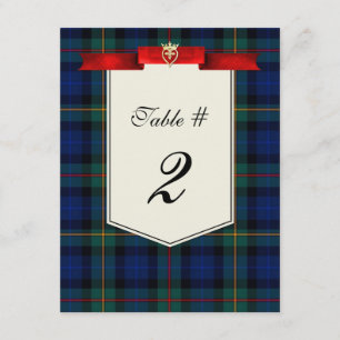 Stylish Smith Tartan Plaid Wedding Table Number