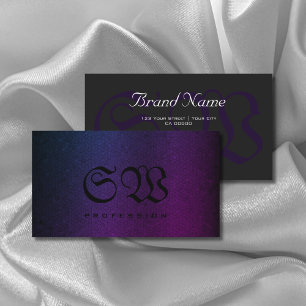 Stylish Snake Pattern Dark Purple Colours Monogram Business Card