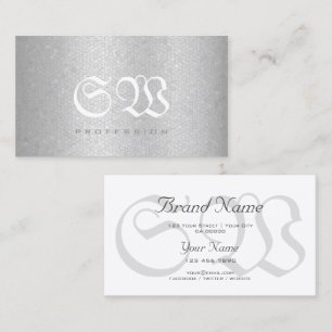 Stylish Snake Pattern Light Silver Colours Monogra Business Card