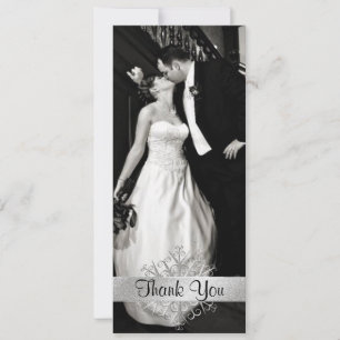 Stylish Snowflake Photo Wedding Thank You Card