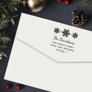 Stylish Snowflake Trio Holiday Return Address Self-inking Stamp