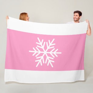 Stylish Snowflake Wide Pastel Pink White Stripes Fleece Blanket