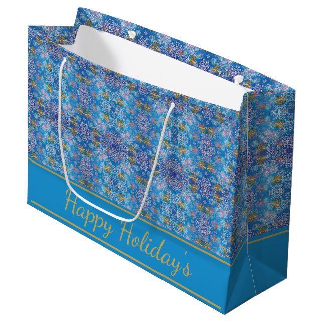 Stylish Snowflakes Large Gift Bag (Front Angled)