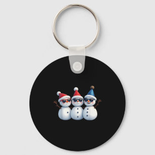 Stylish Snowmen In Winter Wonderland 3 Snowmen Fri Key Ring