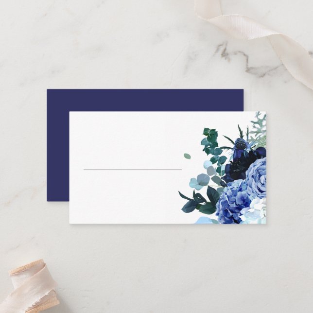 Stylish Soft Indigo and Blue Wedding  Place Card (Front/Back In Situ)