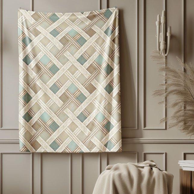 Stylish Soft Neutral Geometric Comfort ivory brown Fleece Blanket (Stylish Soft Neutral Geometric Comfort ivory brown Fleece Blanket)
