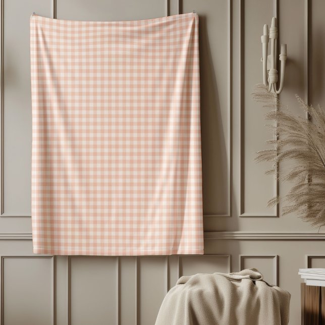 Stylish Soft Pastel Coral Plaid Chequered Gift Fleece Blanket (Stylish Soft Pastel Coral Plaid Checkered Gift Fleece Blanket)