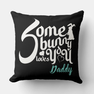 Stylish Some Bunny Love Black White Easter Typo Cushion