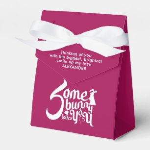 Stylish Some Bunny Love Pun Magenta White Typo Favour Box