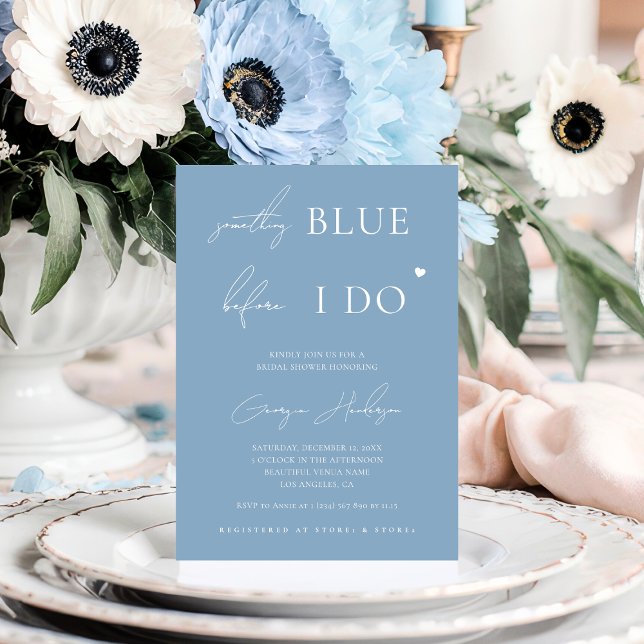 Stylish Something Blue Before I Do Bridal Shower   Invitation (Creator Uploaded)