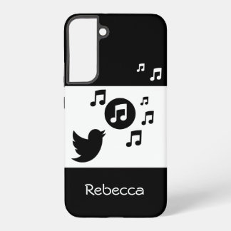 Stylish Songbird Black and White Personalised Samsung Galaxy Case