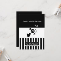 Stylish Songbird Black White Stripes Birthday